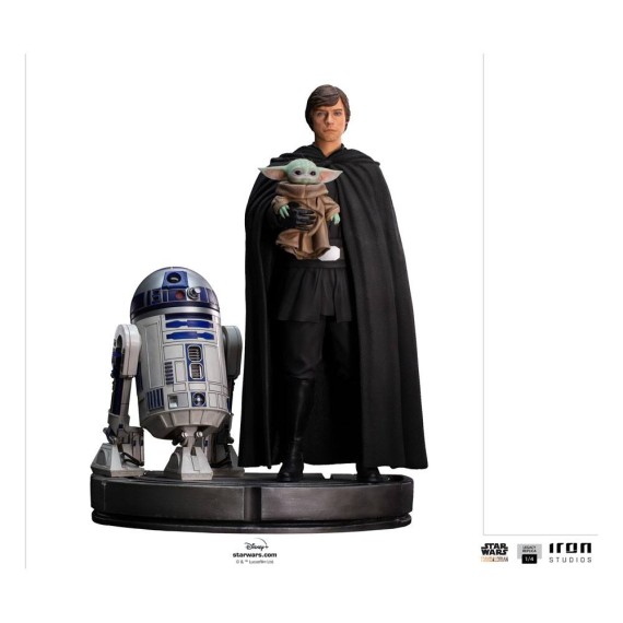 Iron Studios: Star Wars The Mandalorian Legacy Replica Statue 1/4 Luke Skywalker, R2-D2 & Grogu 54 cm