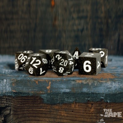 16mm Sharp Edge Silicone Rubber Poly Dice Set Gold Scatter