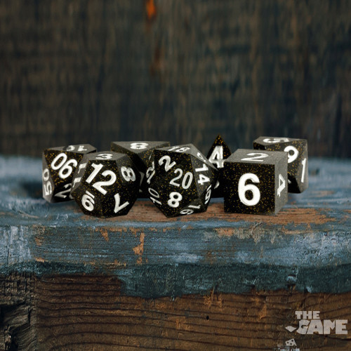 16mm Sharp Edge Silicone Rubber Poly Dice Set Gold Scatter