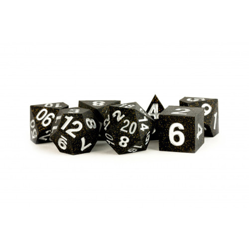 16mm Sharp Edge Silicone Rubber Poly Dice Set Gold Scatter