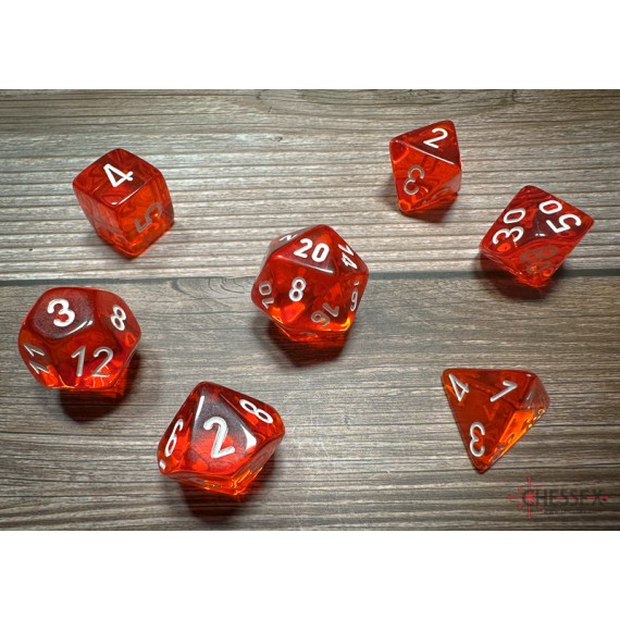 Chessex Translucent Polyhedral 7-Die Set - Orange/White