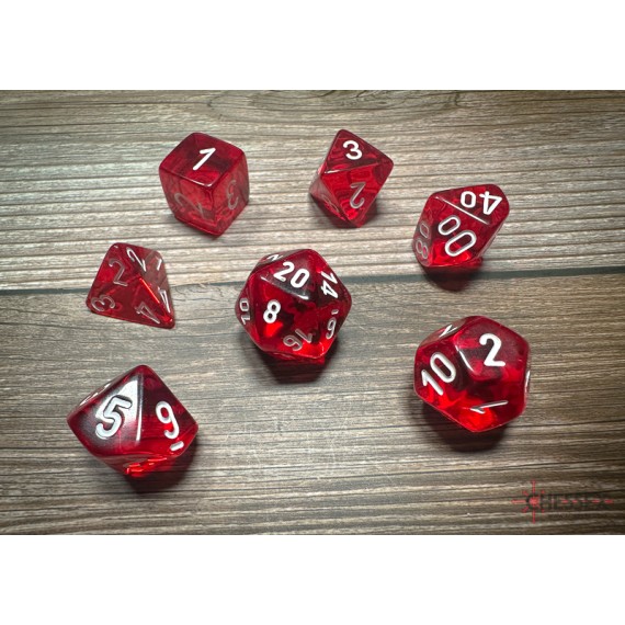 Chessex Translucent Polyhedral 7-Die Set - Red/White