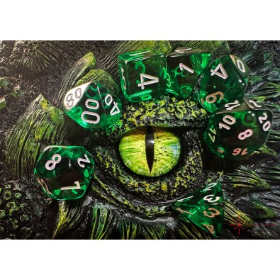 Chessex Translucent Polyhedral 7-Die Set - Green/White