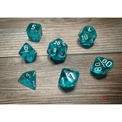 Chessex Translucent Polyhedral 7-Die Set - Teal/White Chessex Translucent Polyhedral 7-Die Set - Teal/White
