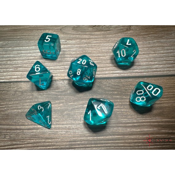 Chessex Translucent Polyhedral 7-Die Set - Teal/White