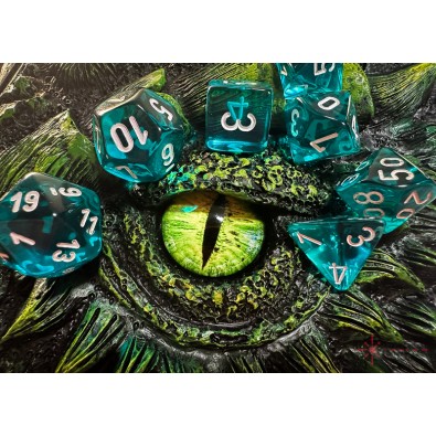 Chessex Translucent Polyhedral 7-Die Set - Teal/White Chessex Translucent Polyhedral 7-Die Set - Teal/White