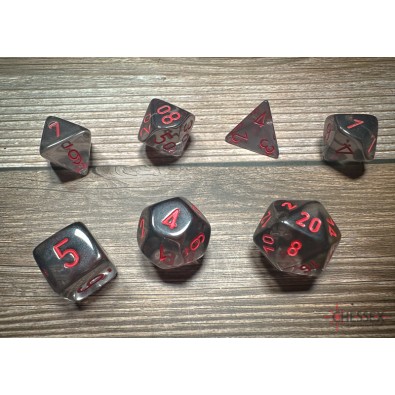 Chessex Translucent Polyhedral 7-Die Set - Smoke/Red Chessex Translucent Polyhedral 7-Die Set - Smoke/Red