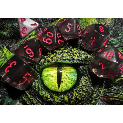 Chessex Translucent Polyhedral 7-Die Set - Smoke/Red Chessex Translucent Polyhedral 7-Die Set - Smoke/Red