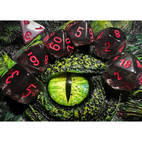 Chessex Translucent Polyhedral 7-Die Set - Smoke/Red