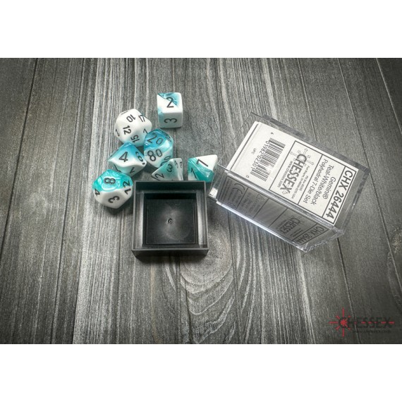 Chessex Gemini Polyhedral 7-Die Set White Teal w/Black