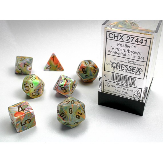 Chessex Festive 7-Die Set - Vibrant w/Brown