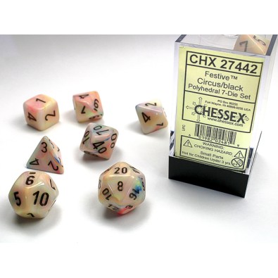 Chessex Festive 7-Die Set - Circus w/Black