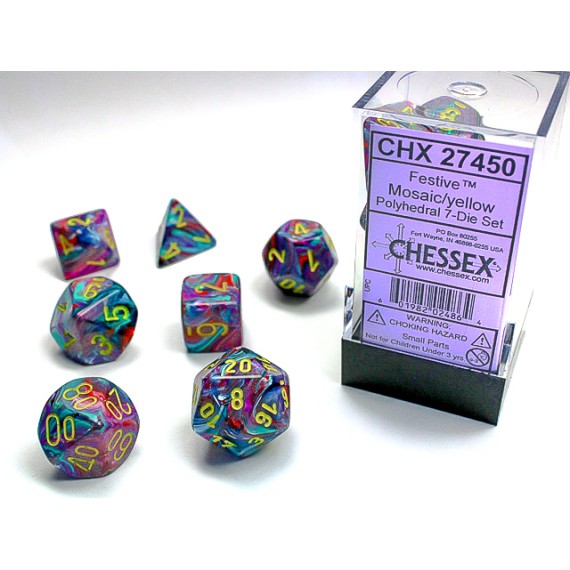 Chessex Festive 7-Die Set - Mosaic w/Yellow