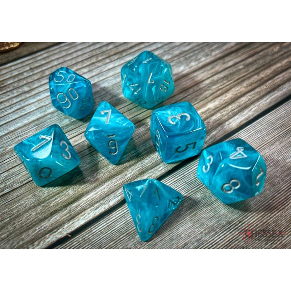 Chessex Circus 7-Die Set - Aqua w/Silver