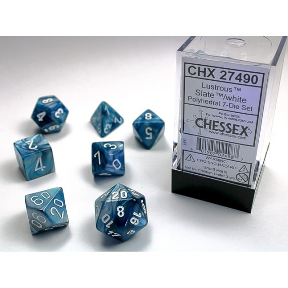 Chessex Lustrous 7-Die Set - Slate w/White