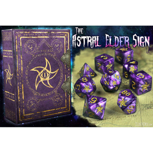 Astral Elder Sign Dice - Mystic Purple Polyhedral Set
