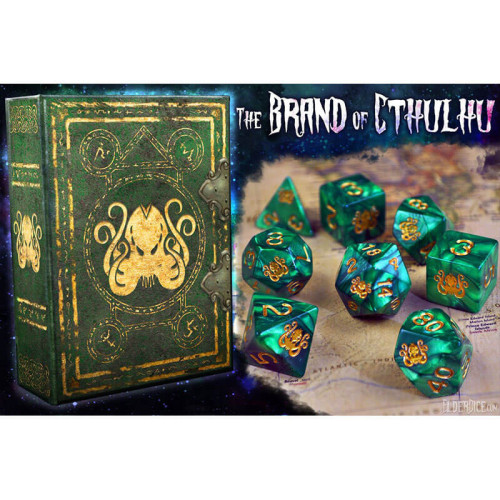 Brand of Cthulhu Dice - Drowned Green Polyhedral Set