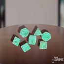 Borealis Polyhedral Light Green/Gold Luminary Dice Set x7