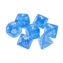 Borealis Polyhedral Sky Blue/White Luminary Dice Set x7