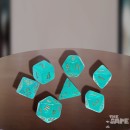 Borealis Polyhedral Teal/Gold Luminary Dice Set x7