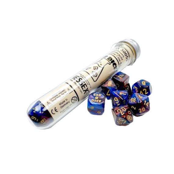 Lab Dice 6 Lustrous Polyhedral Azurite/Gold 7-Die Set