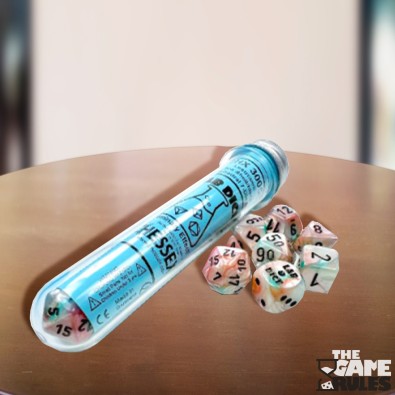 Lab Dice 6 Lustrous Polyhedral Sea Shell/Black Luminary 7-Die Set