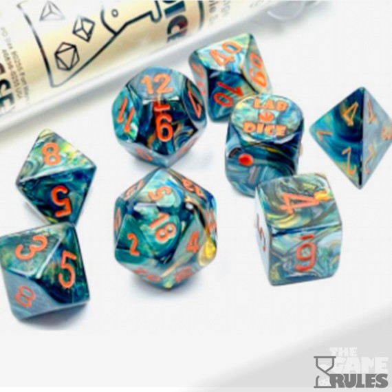 Chessex Lustrous Polyhedral Alpestris/orange 7-Die Set