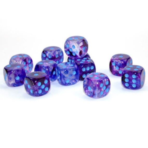 Chessex Nebula 12mm d6 (36 Dice) - Nocturnal/blue Luminary Dice