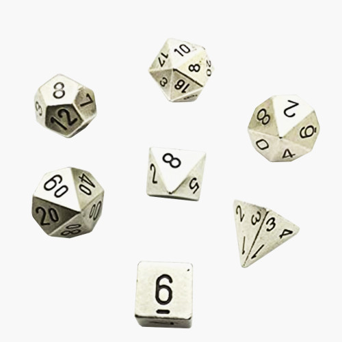 Chessex Specialty Dice Sets - Solid Metal Silver Colour x7