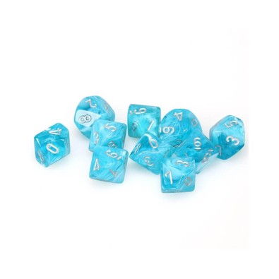 Chessex Ten D10 Sets - Cirrus Aqua w/silver