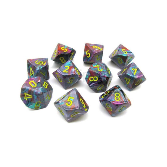 Chessex Ten D10 Sets - Festive Mosaic/yellow