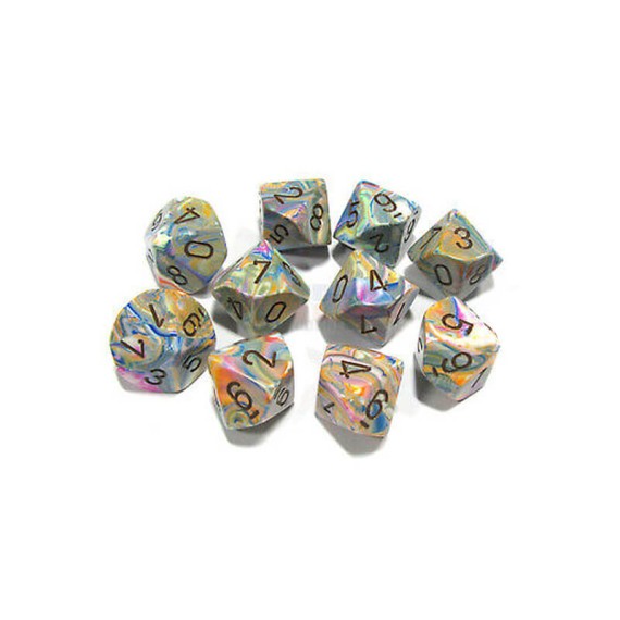 Chessex Ten D10 Sets - Festive Vibrant w/brown