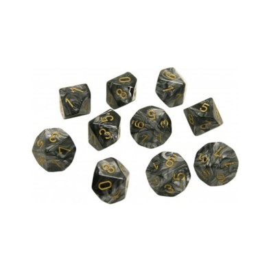 Chessex Ten D10 Sets - Lustrous Black w/gold Chessex Ten D10 Sets - Lustrous Black w/gold