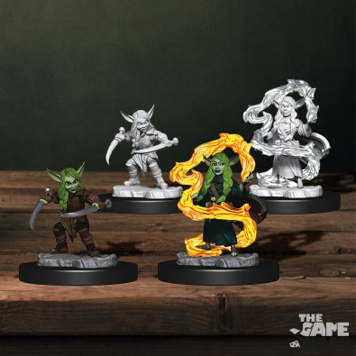 Critical Role Unpainted Miniatures: Goblin Sorceror and Rogue Female