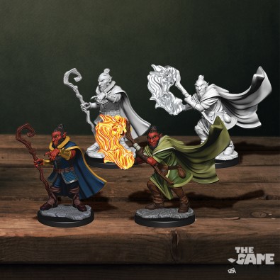 Critical Role Unpainted Miniatures: Hobgoblin Wizard and Druid Male