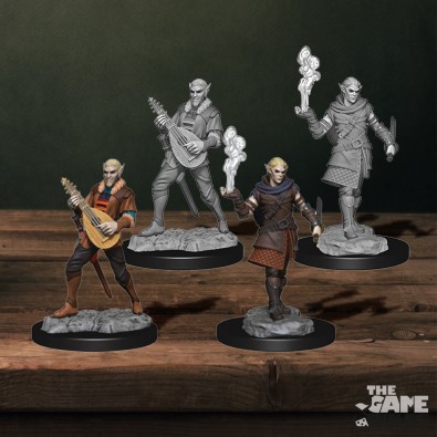 Critical Role Unpainted Miniatures: Pallid Elf Rogue and Bard Male