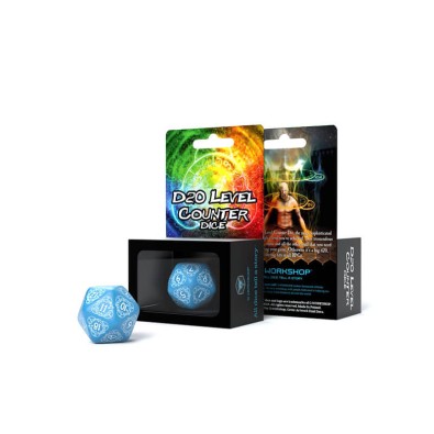 D20 Level Counter: Blue & white Die