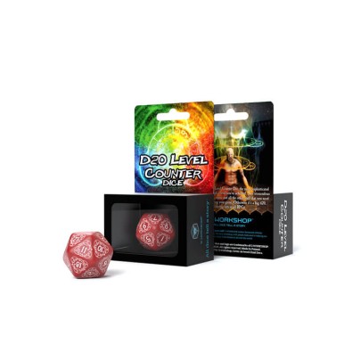 D20 Level Counter: Red & White Die