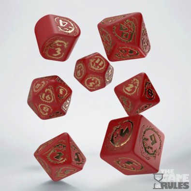 Dragons Modern Dice Set Red & Gold (7)