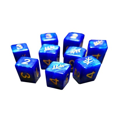 Elder Dice (9d6 Tube) Elder Sign Blue Aether