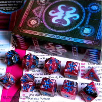 Elder Dice THEY Cyan Ink on Magenta & Black
