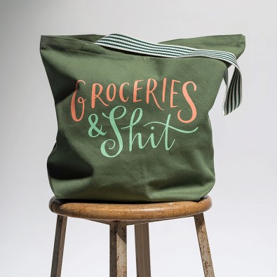 Em & Friends: Groceries & Shit (Olive) - Πάνινη Τσάντα Em & Friends: Groceries & Shit (Olive) - Πάνινη Τσάντα