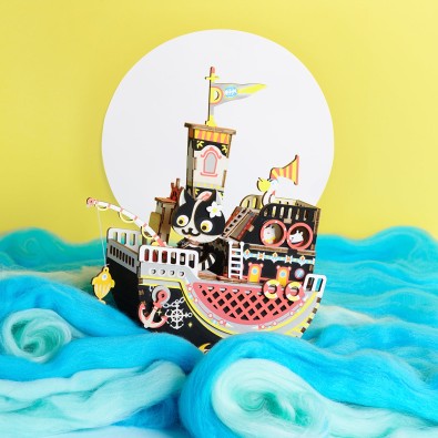 Robotime: Fishing Kitty - 3D Παζλ - 96pc Robotime: Fishing Kitty - 3D Παζλ - 96pc