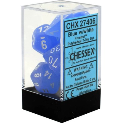 Frosted Polyhedral Dice Set Blue/white x7 Frosted Polyhedral Dice Set Blue/white x7