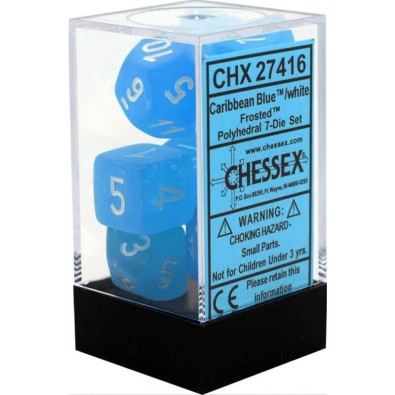 Frosted Polyhedral Dice Set Caribbean Blue/white x7 Frosted Polyhedral Dice Set Caribbean Blue/white x7