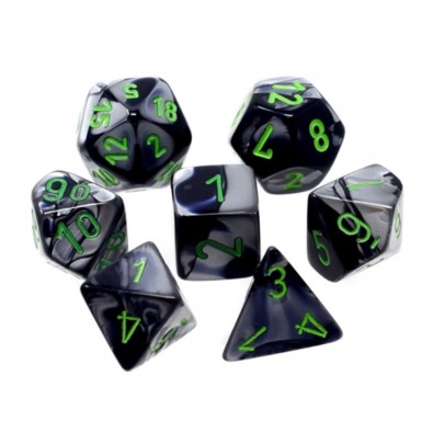 Gemini Mini-Polyhedral Black-Grey/green 7-Die set Gemini Mini-Polyhedral Black-Grey/green 7-Die set