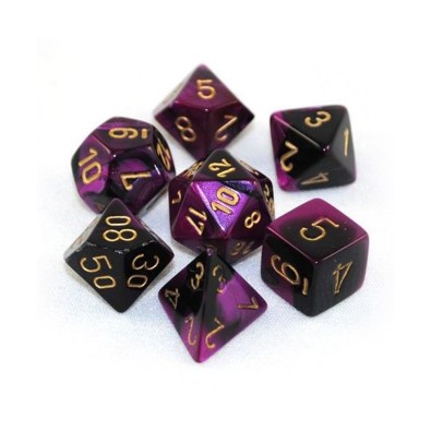 Gemini Mini-Polyhedral Black-Purple/gold 7-Die set Gemini Mini-Polyhedral Black-Purple/gold 7-Die set