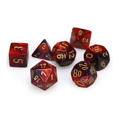 Gemini Mini-Polyhedral Purple-Red/gold 7-Die set Gemini Mini-Polyhedral Purple-Red/gold 7-Die set