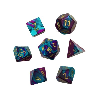 Gemini Mini-Polyhedral Purple-Teal/gold 7-Die set Gemini Mini-Polyhedral Purple-Teal/gold 7-Die set