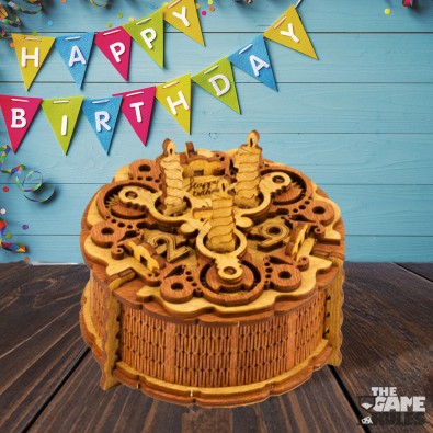 Gift Puzzlebox - Wooden Gift Vault - Birthday Cake